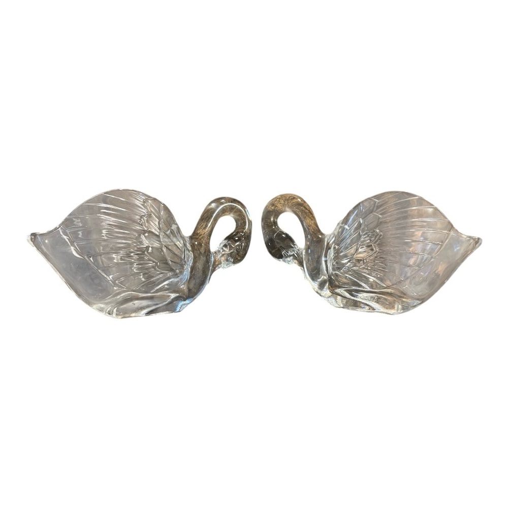 Cristal d'Arques France Lead Crystal Swan Bowls Pair